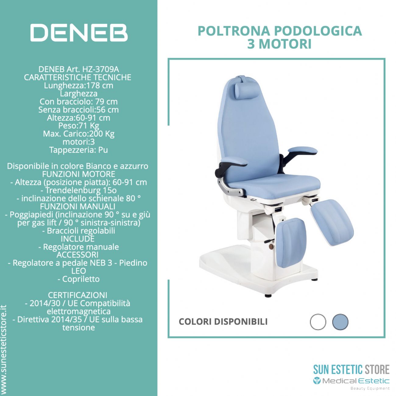 DENEB Poltrona pedicure 3 motori