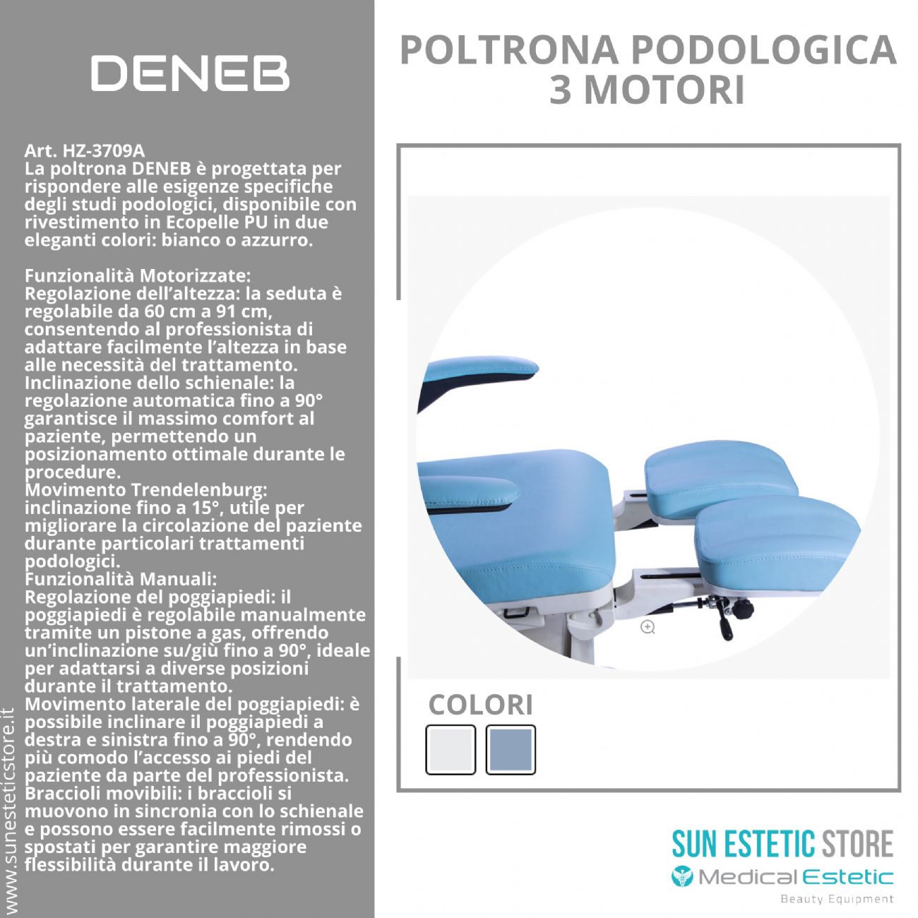 DENEB Poltrona pedicure 3 motori