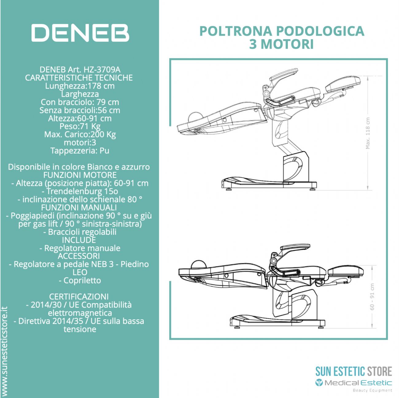 DENEB Poltrona pedicure 3 motori