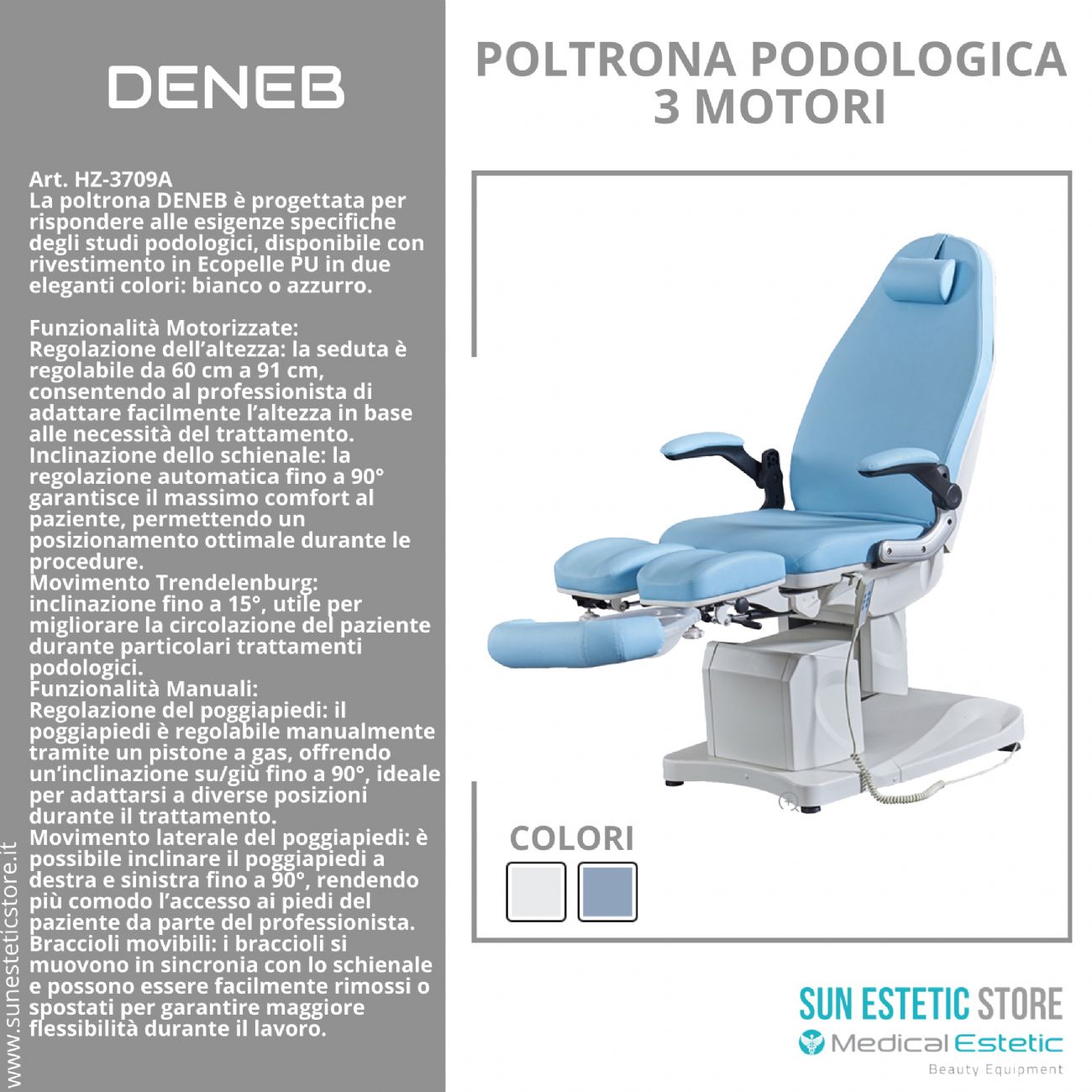 DENEB Poltrona pedicure 3 motori