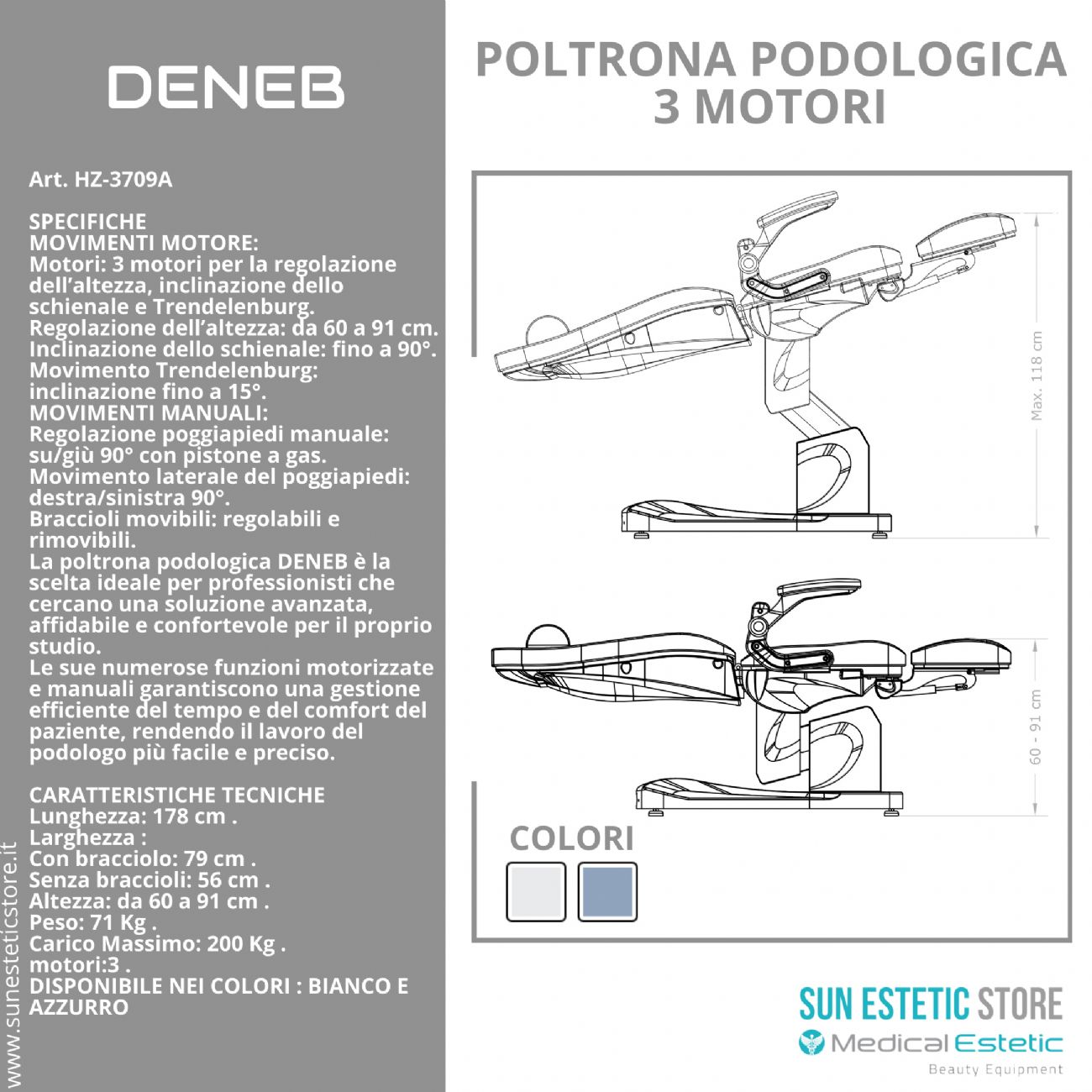 DENEB Poltrona pedicure 3 motori