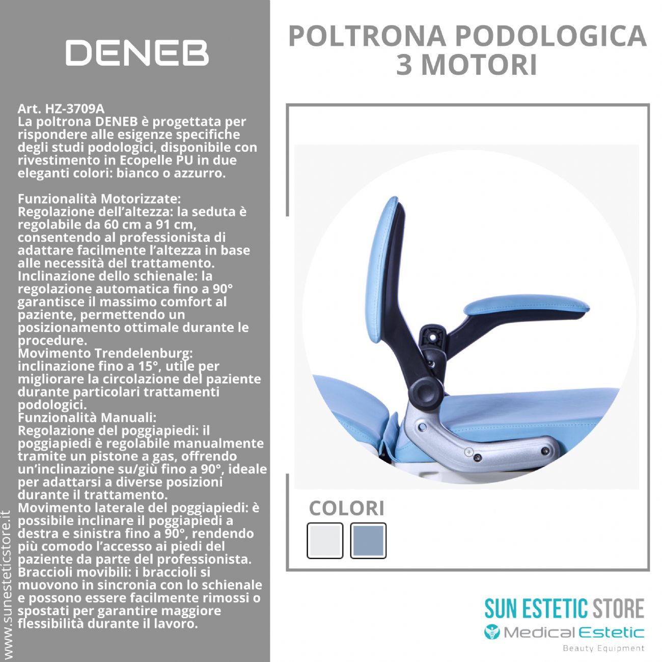 DENEB Poltrona pedicure 3 motori