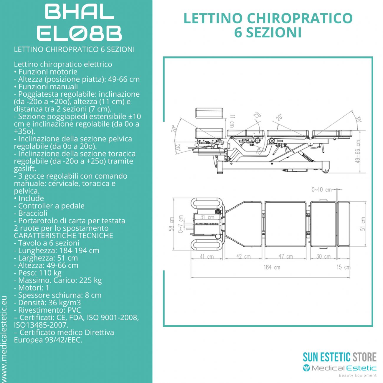 BHAL EL08B LETTINO CHIROPRATICO 6 SEZIONI