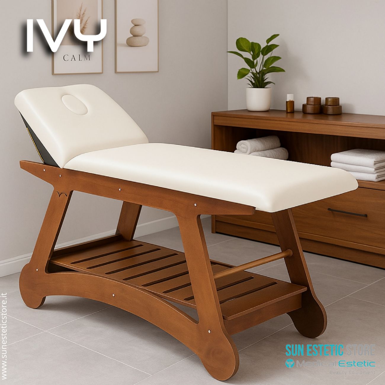 Ivy lettino massaggio 2 sezioni in legno di betulla