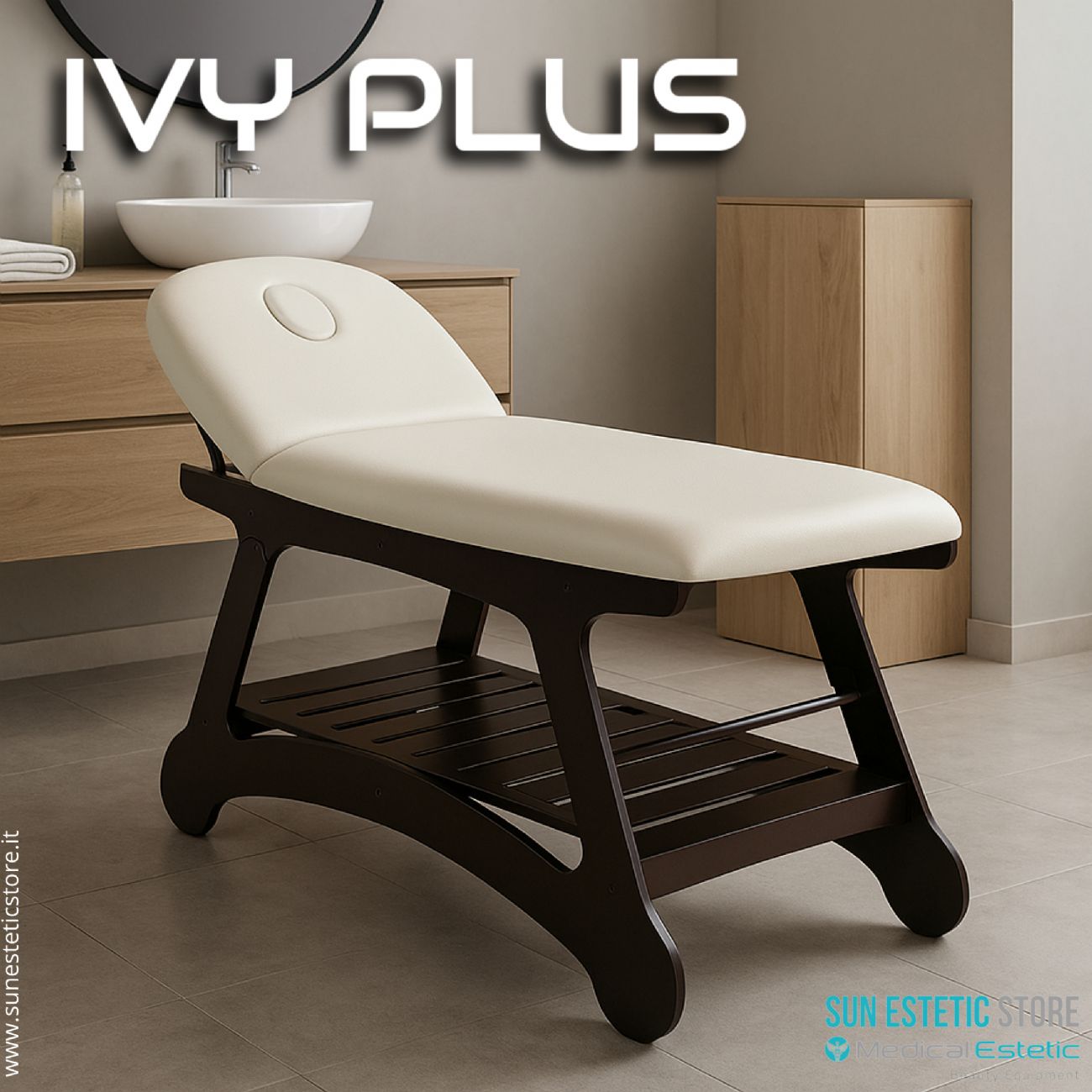Ivy Plus lettino 2 sezioni in legno verniciato bianco con foro viso