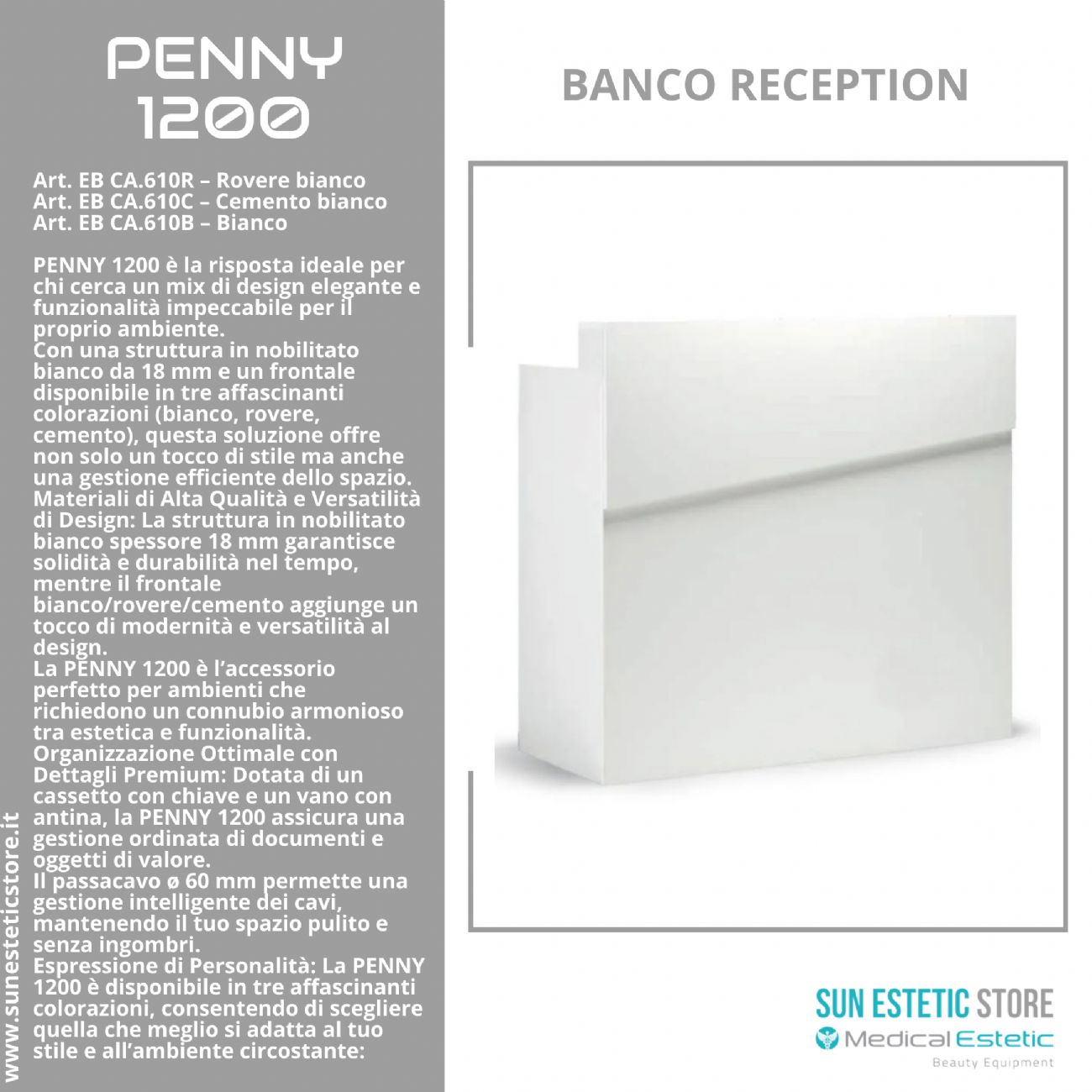 Penny Cassa Reception negozio con scomparti e cassetto porta tastiera