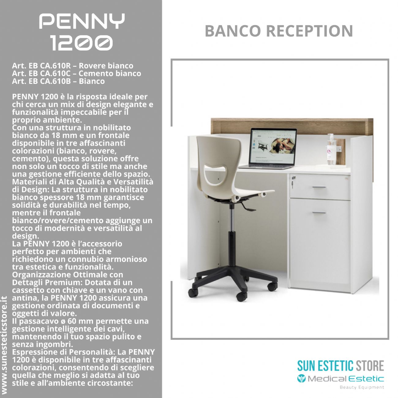 Penny Cassa Reception negozio con scomparti e cassetto porta tastiera
