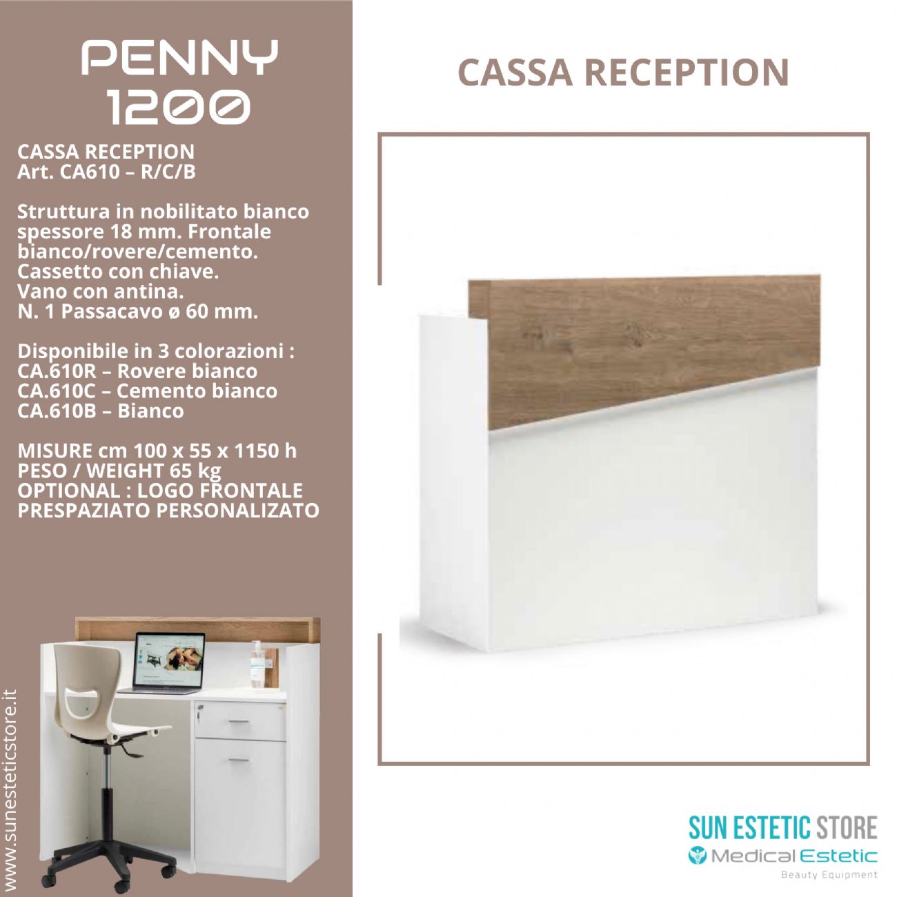 Penny Cassa Reception negozio con scomparti e cassetto porta tastiera