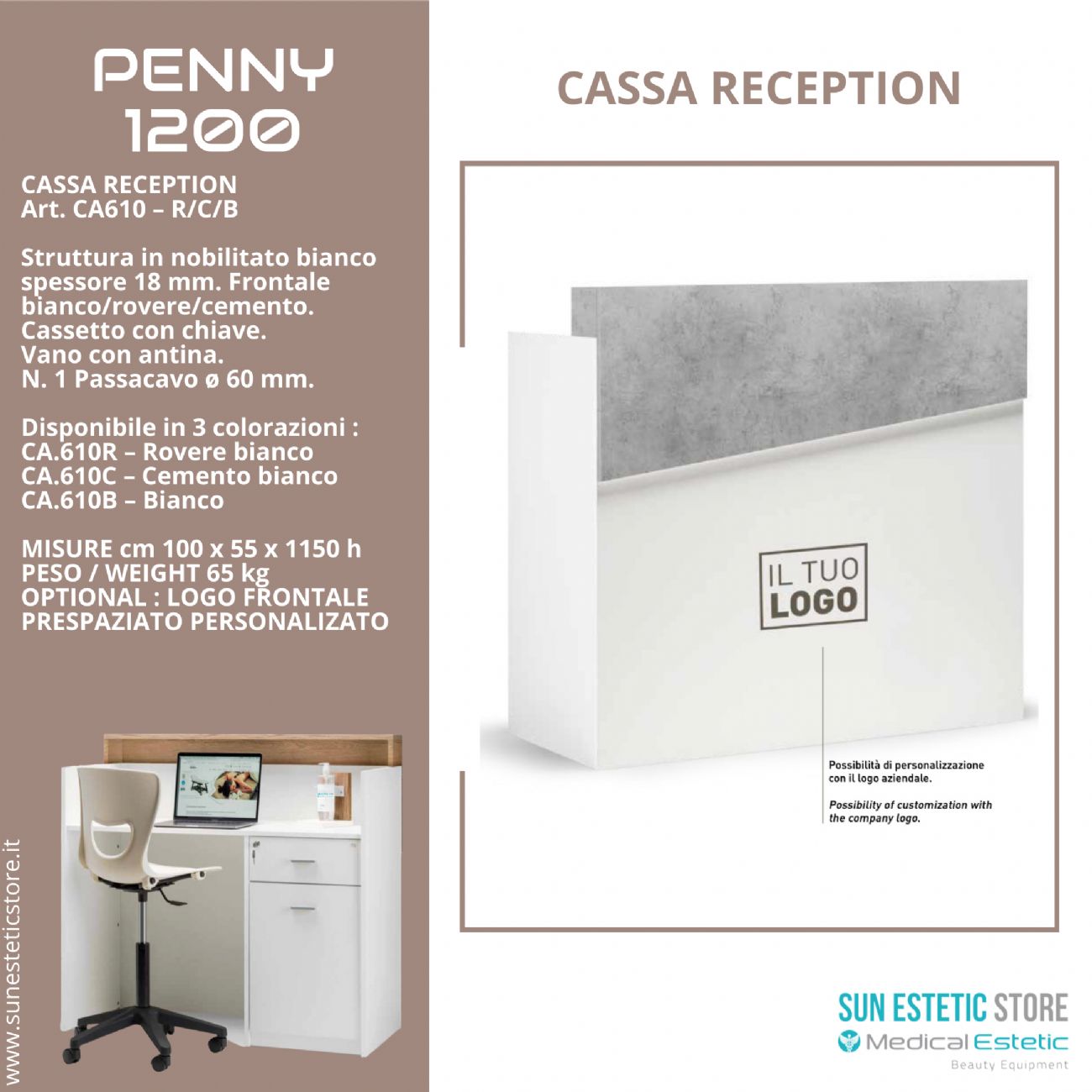 Penny Cassa Reception negozio con scomparti e cassetto porta tastiera