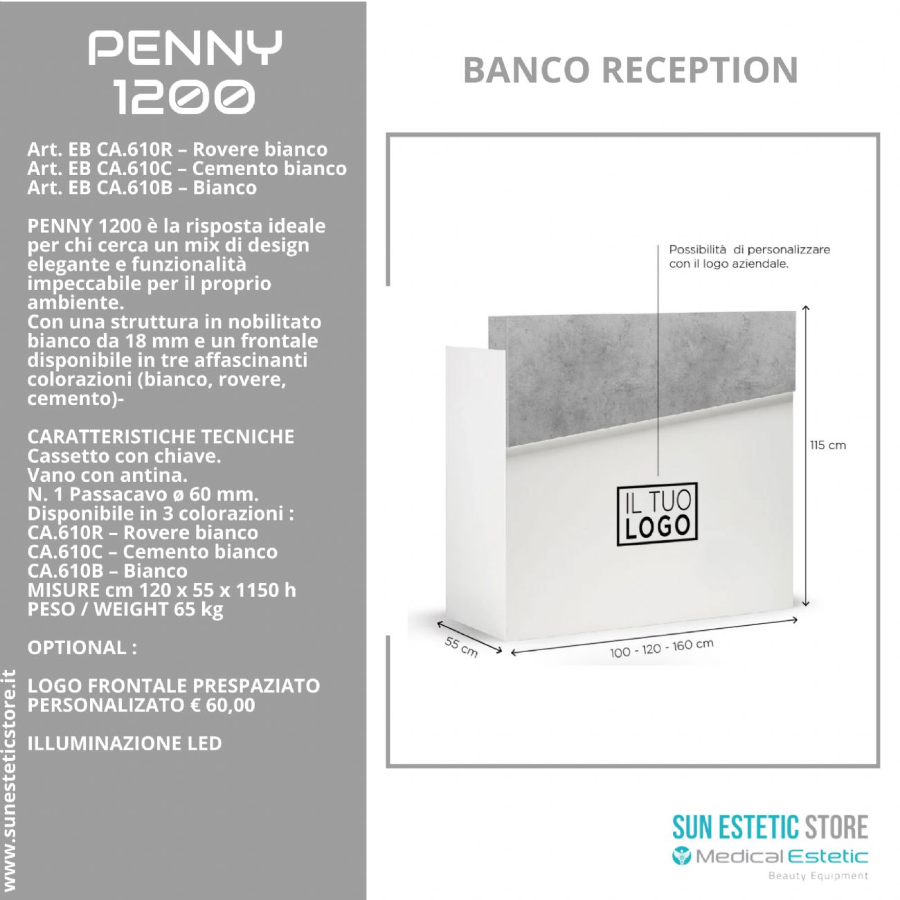 Penny Cassa Reception negozio con scomparti e cassetto porta tastiera