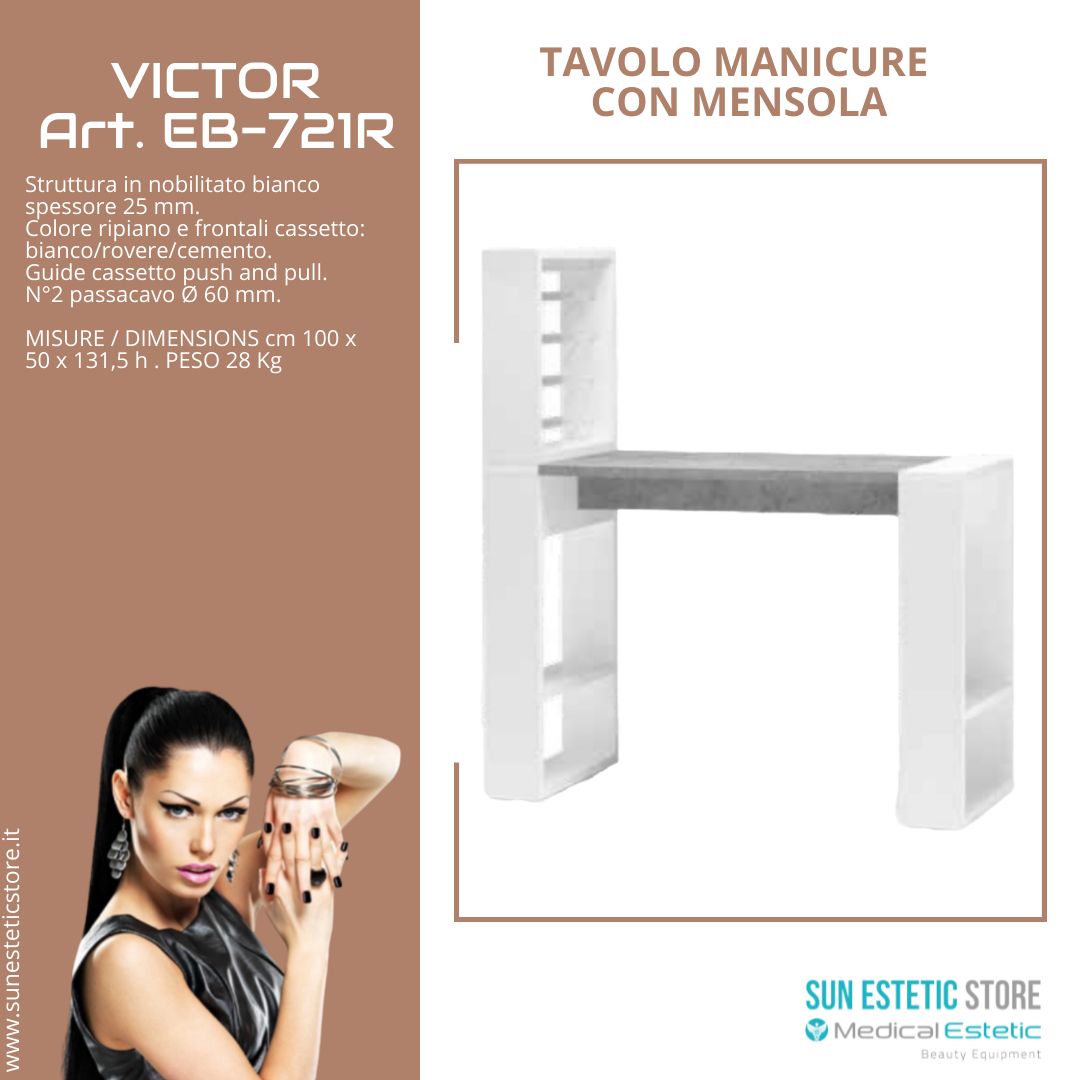 Victor 721 tavolino manicure nails con mensola