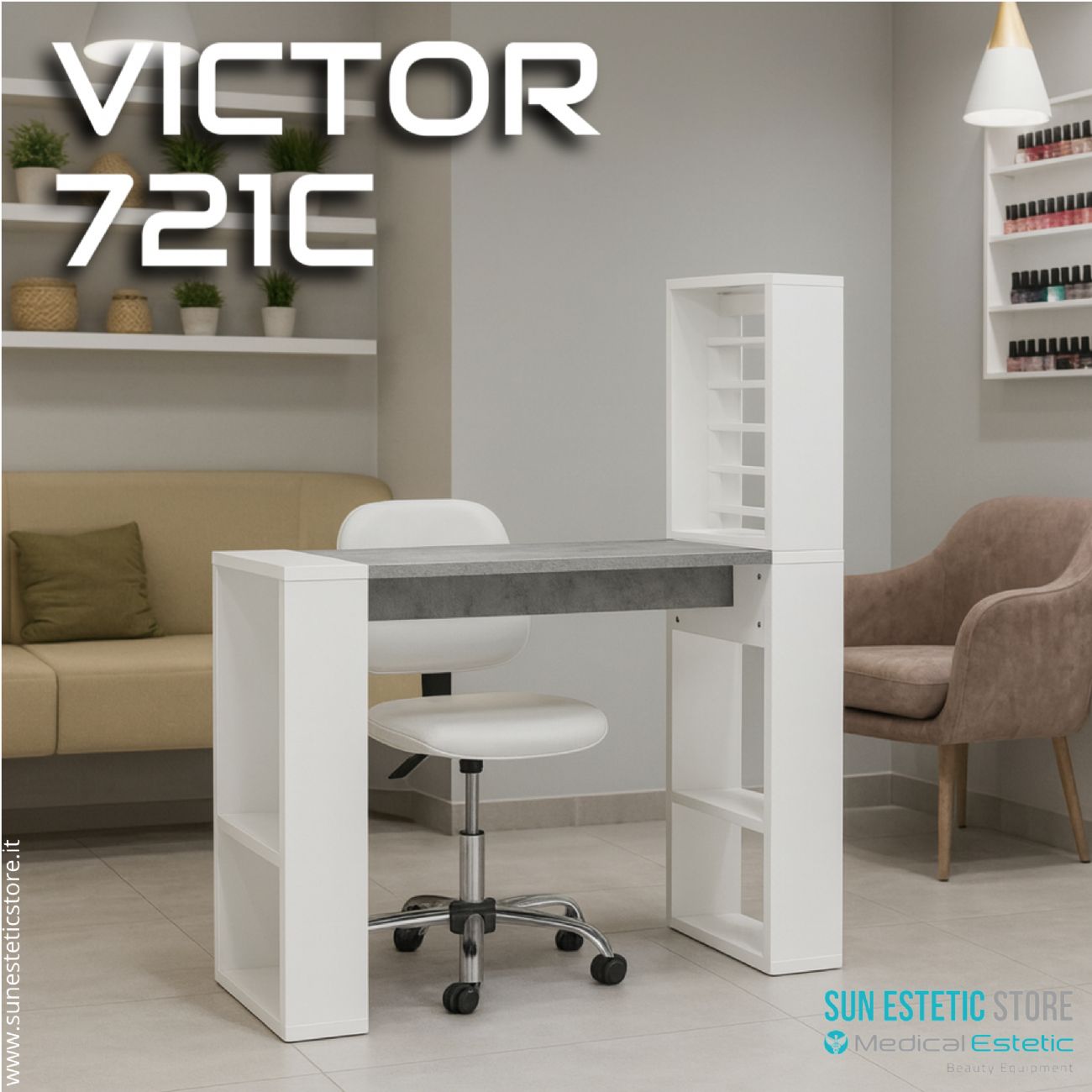 Victor 721 tavolino manicure nails con mensola