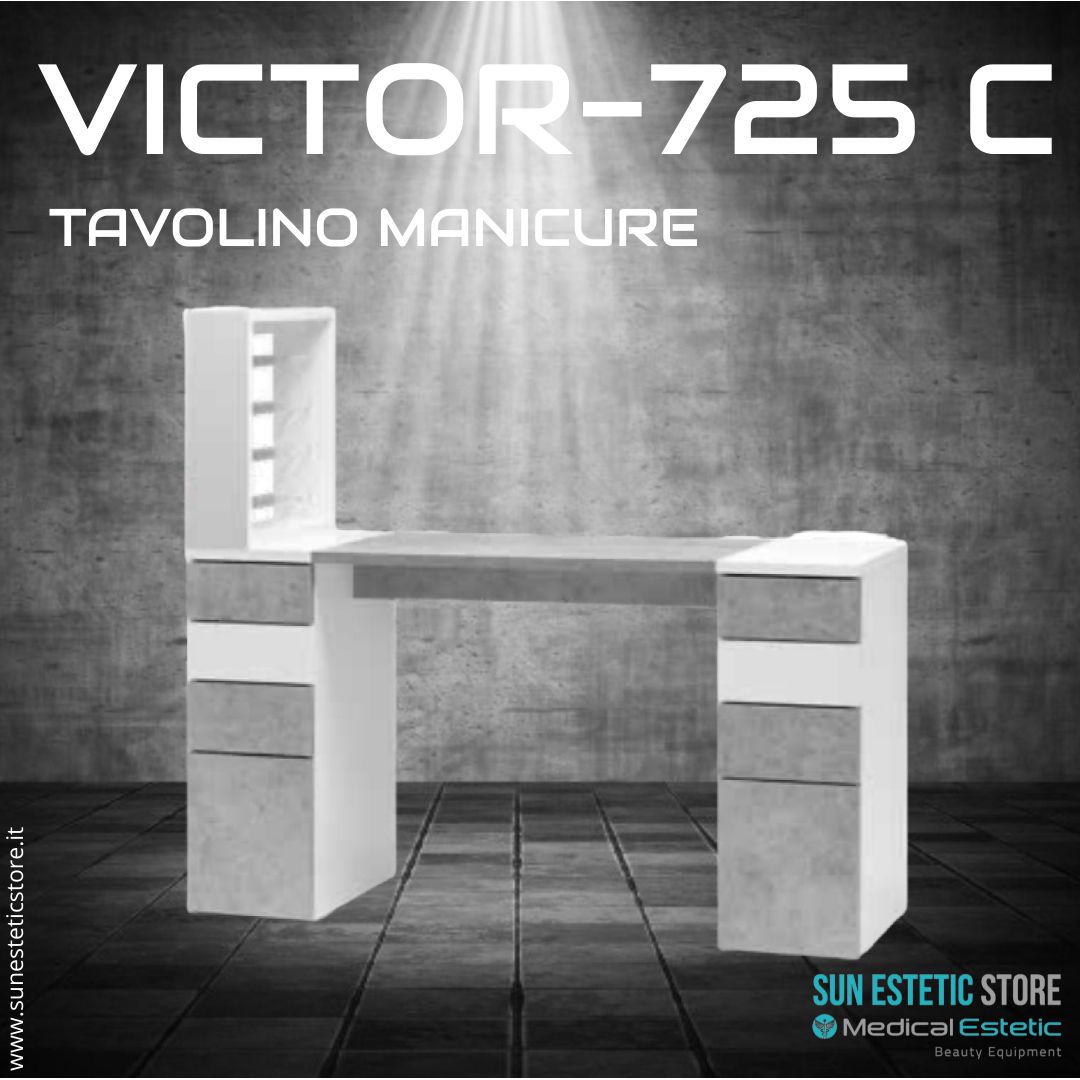 Victor 725 Tavolino manicure ricostruzione unghie con mensola e cassettiere