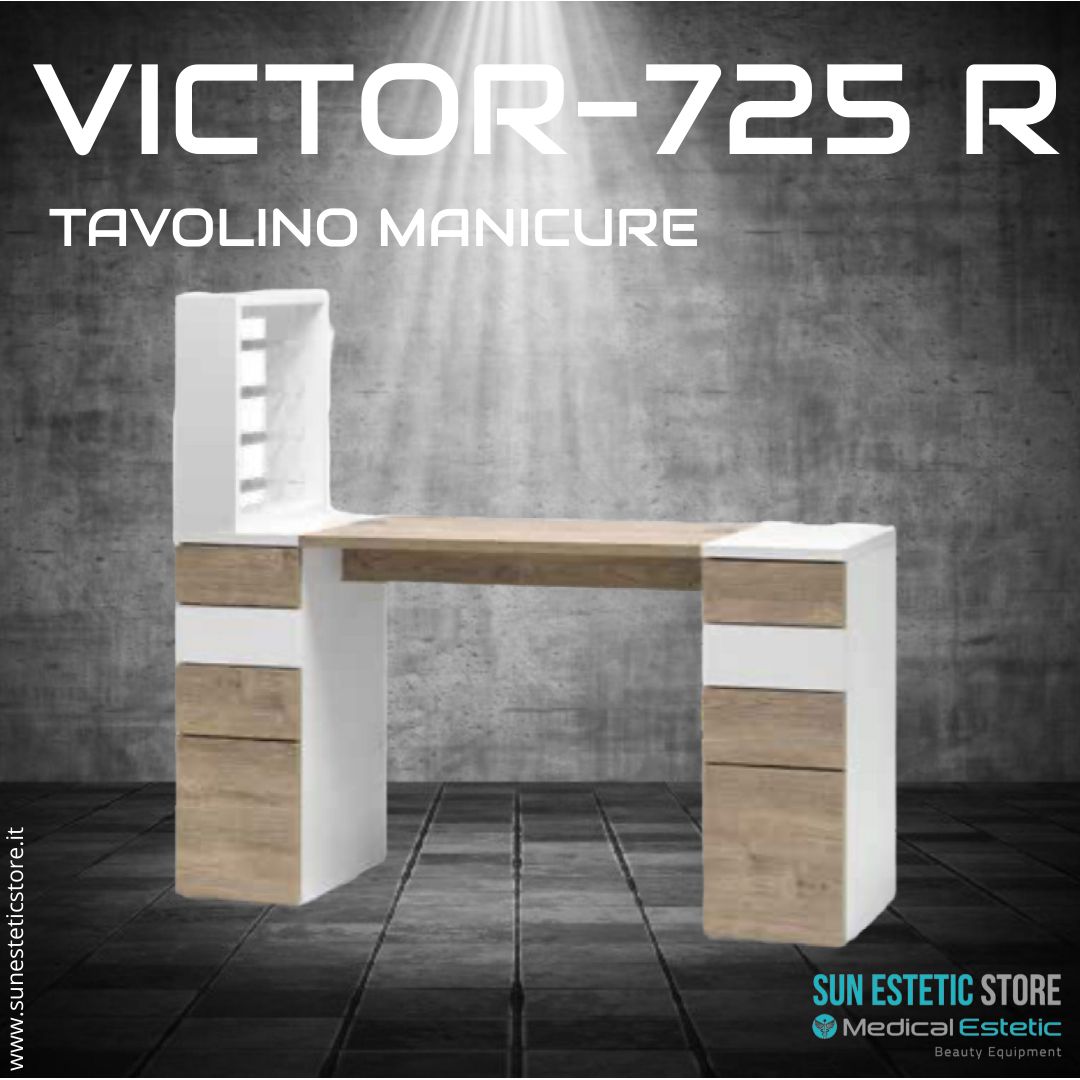 Victor 725 Tavolino manicure ricostruzione unghie con mensola e cassettiere