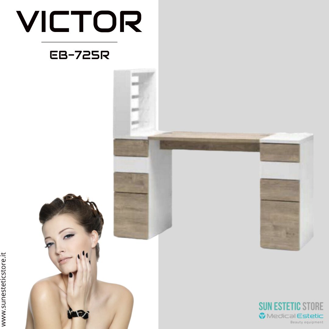 Victor 725 Tavolino manicure ricostruzione unghie con mensola e cassettiere