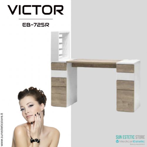 Victor 725 Tavolino manicure ricostruzione unghie con mensola e cassettiere