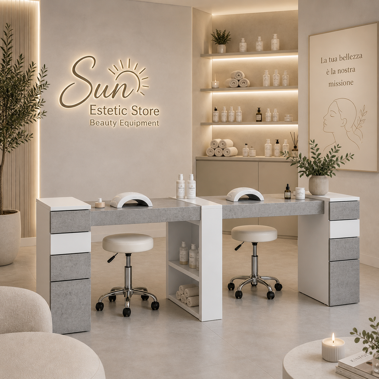 Victor 727 Tavolino doppia postazione manicure nails con cassettiere