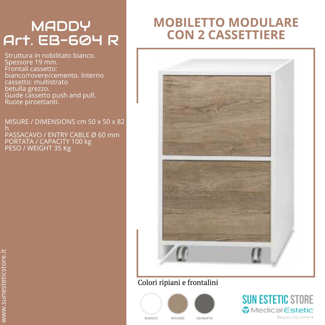 Maddy 604 R - C mobiletto modulare con 2 cassettiere per estetica