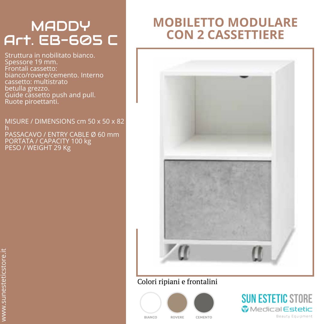 Maddy 605 R - C mobiletto modulare con 1 cassettiera per estetica