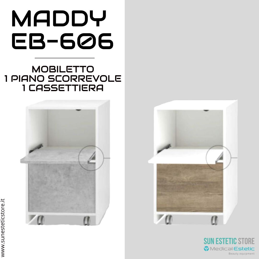 Maddy 606 R - C mobiletto modulare con 1 cassettiera e 1 piano scorrevole per apparecchiature estetica