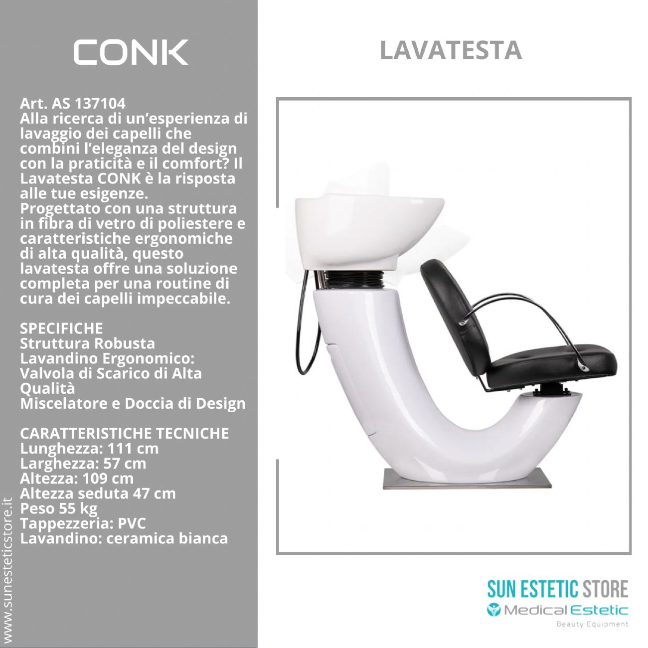 CONK POLTRONA LAVA TESTA PARRUCCHIERE ARREDAMENTI LAVAGGI