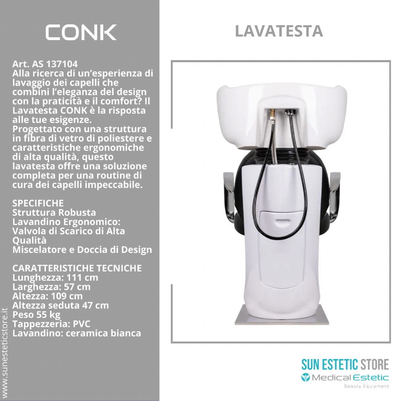 CONK POLTRONA LAVA TESTA PARRUCCHIERE ARREDAMENTI LAVAGGI