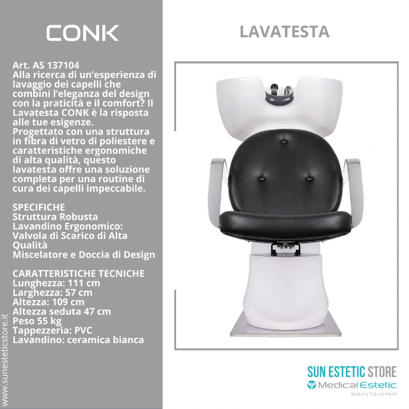 CONK POLTRONA LAVA TESTA PARRUCCHIERE ARREDAMENTI LAVAGGI