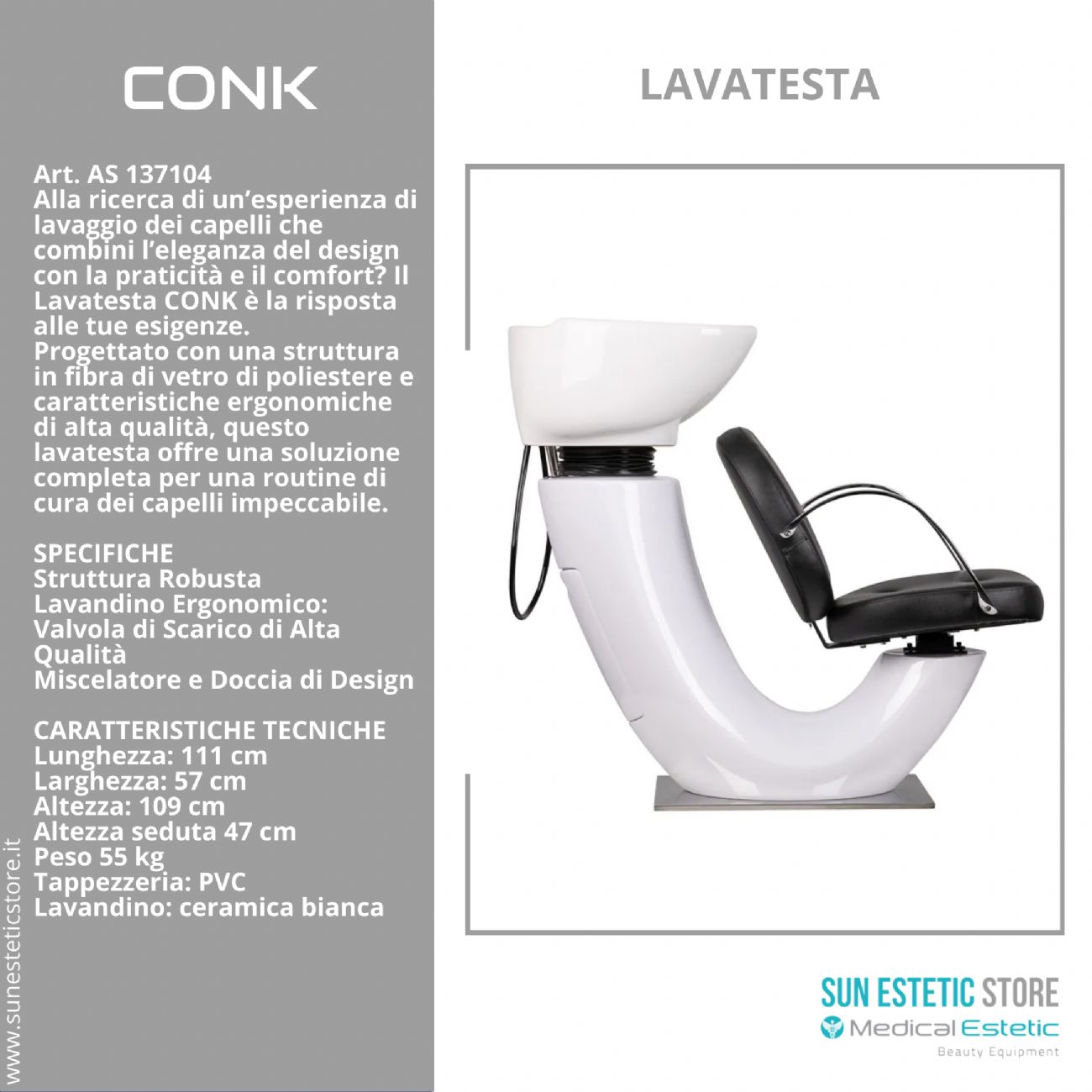 CONK POLTRONA LAVA TESTA PARRUCCHIERE ARREDAMENTI LAVAGGI