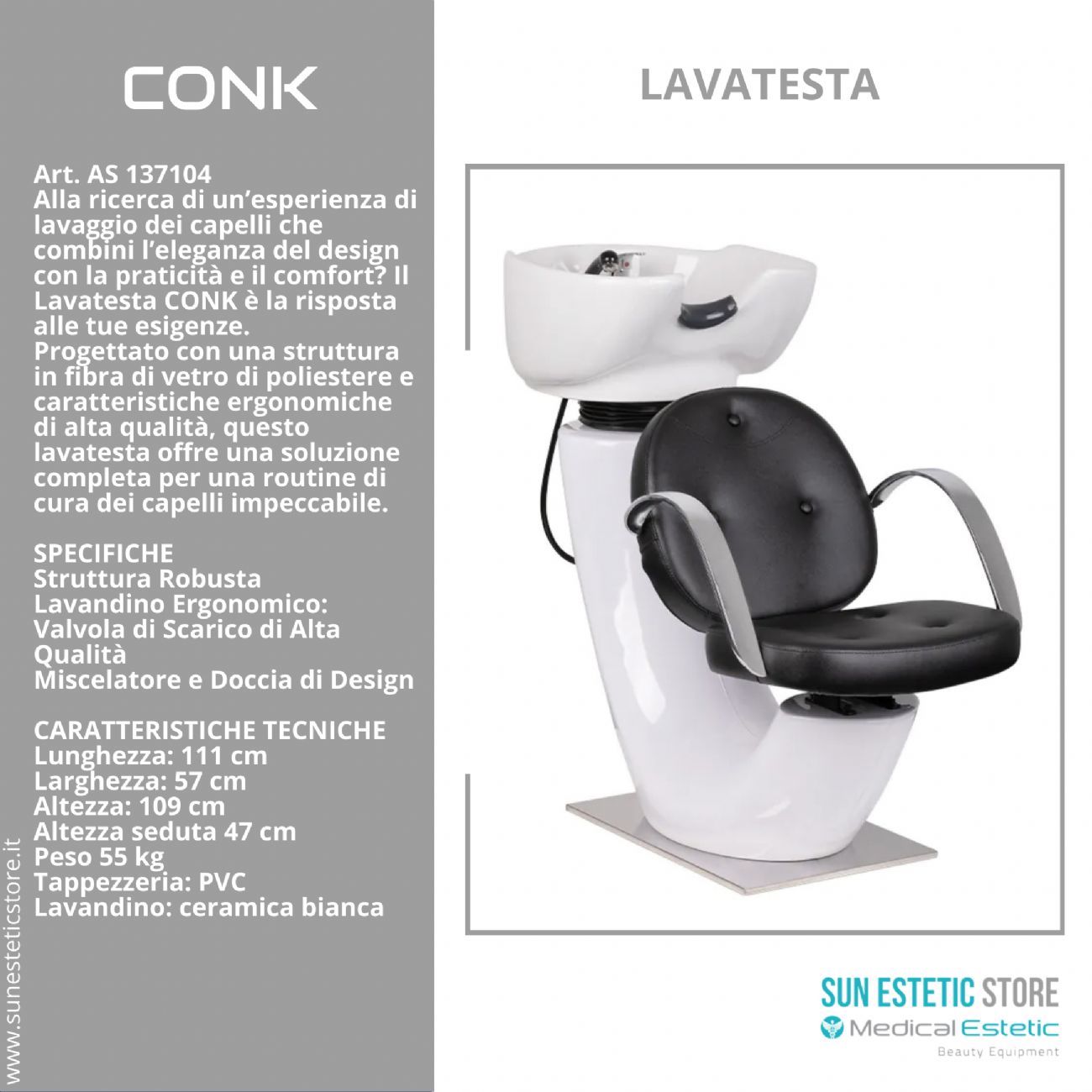 CONK POLTRONA LAVA TESTA PARRUCCHIERE ARREDAMENTI LAVAGGI