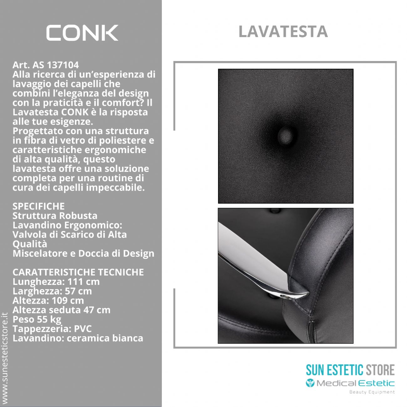 CONK POLTRONA LAVA TESTA PARRUCCHIERE ARREDAMENTI LAVAGGI