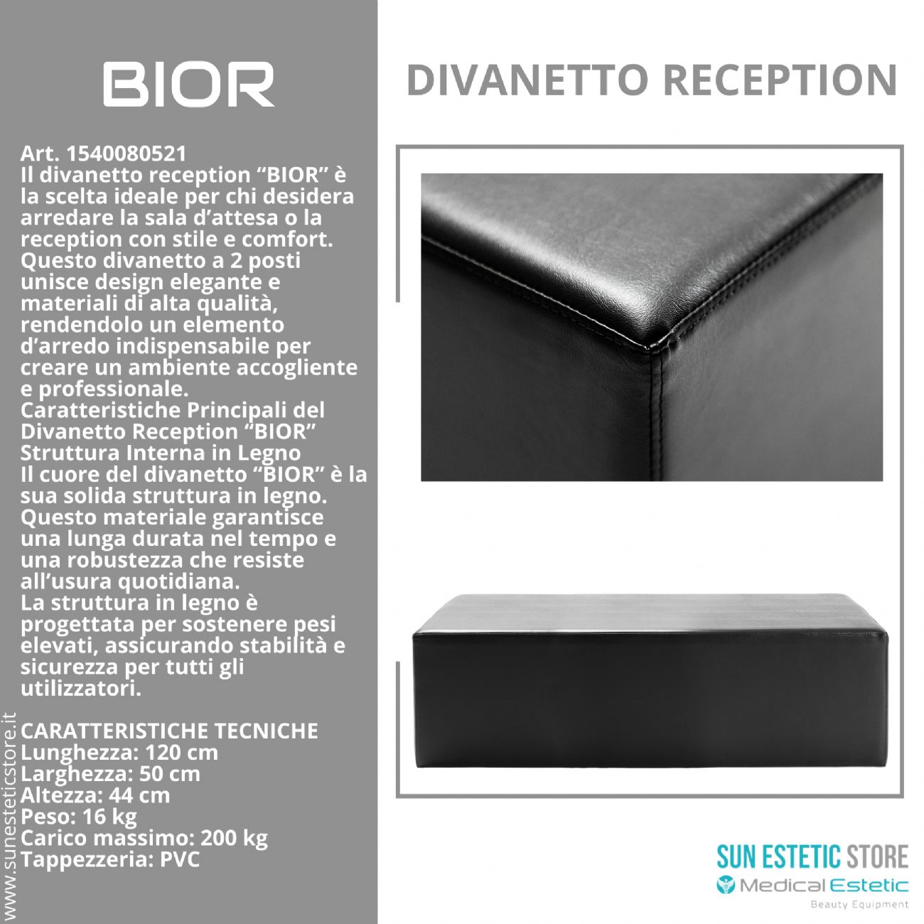 Bior divanetto in pelle reception arredamenti ingresso parrucchiere estetica