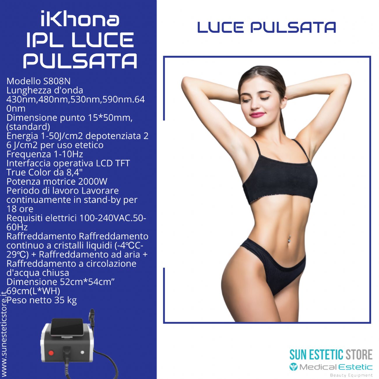 iKhona IPL luce pulsata 2000W portatile estetica epilazione progressiva