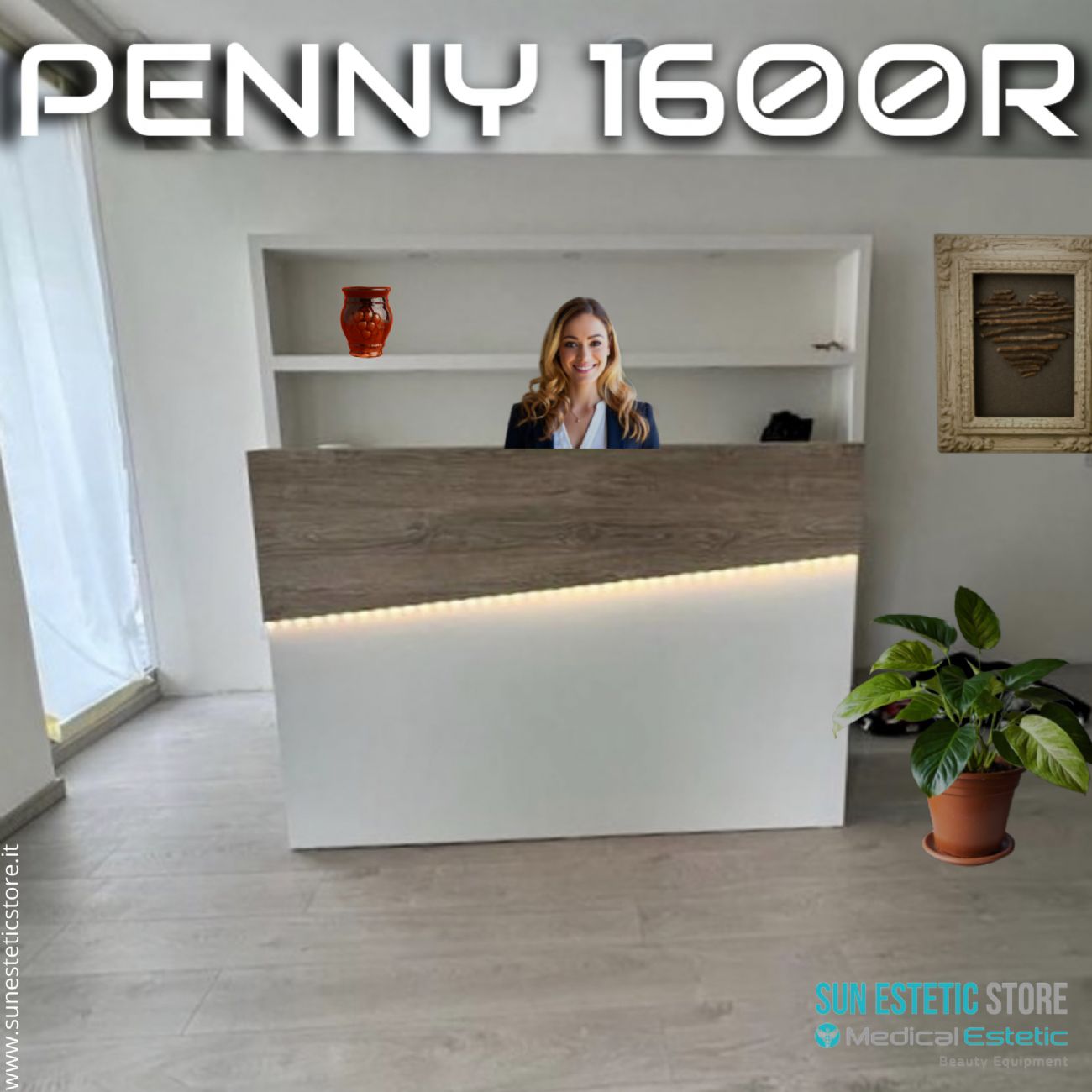 Penny 1600 Cassa Reception negozio con scomparti e cassetto porta tastiera