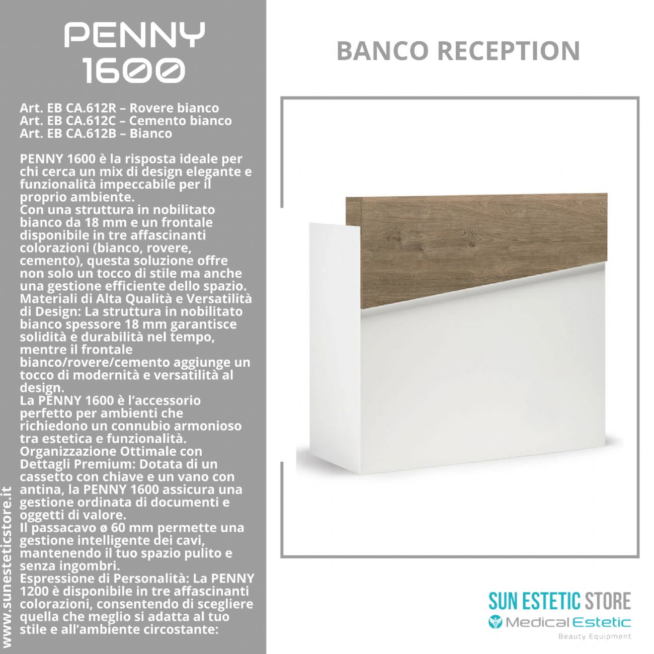 Penny 1600 Cassa Reception negozio con scomparti e cassetto porta tastiera