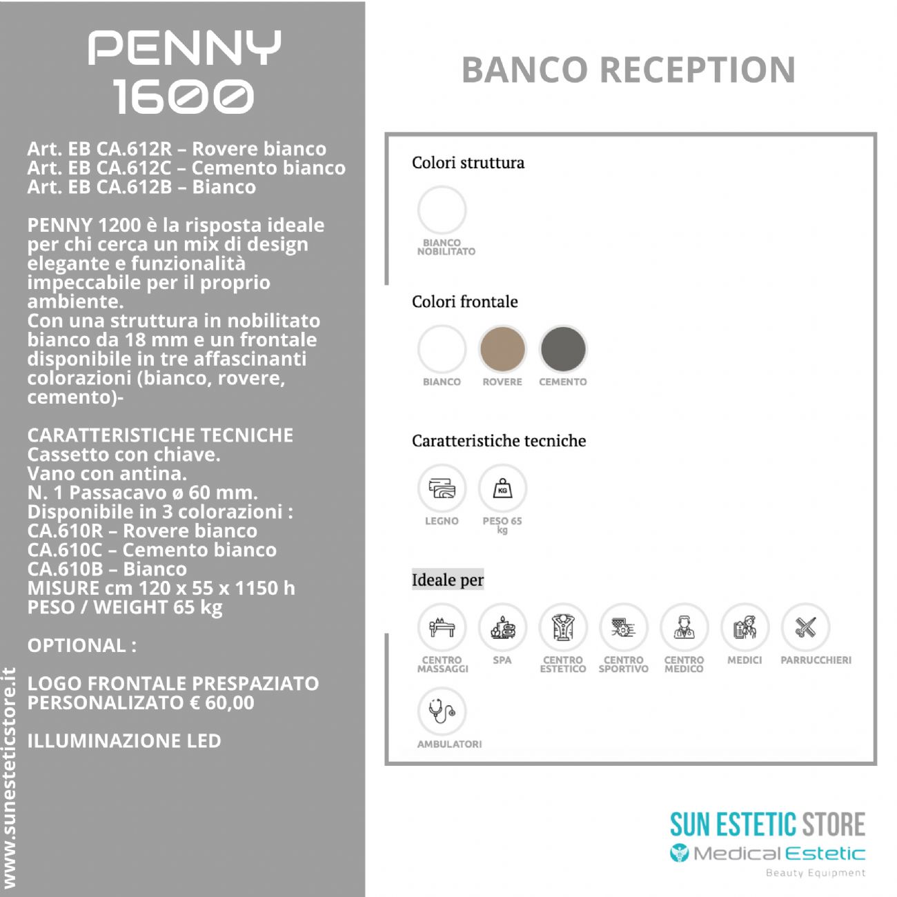 Penny 1600 Cassa Reception negozio con scomparti e cassetto porta tastiera