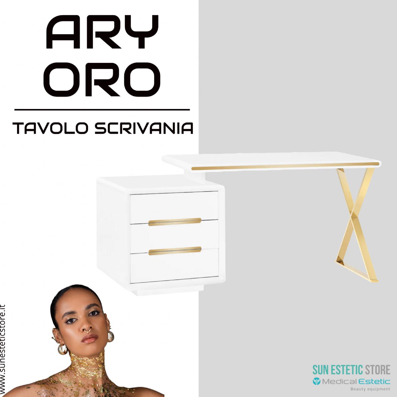 Ary Oro 3309G tavolo scrivania design moderno dalle dimensioni modificabili