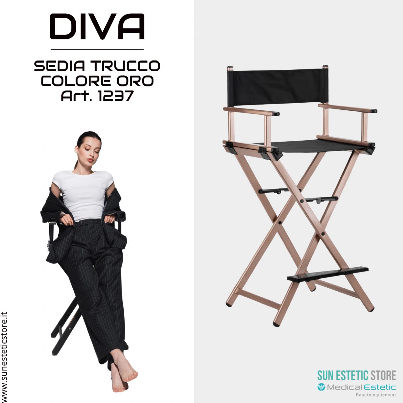 Diva sedia trucco mekup professionale struttura in alluminio pieghevole