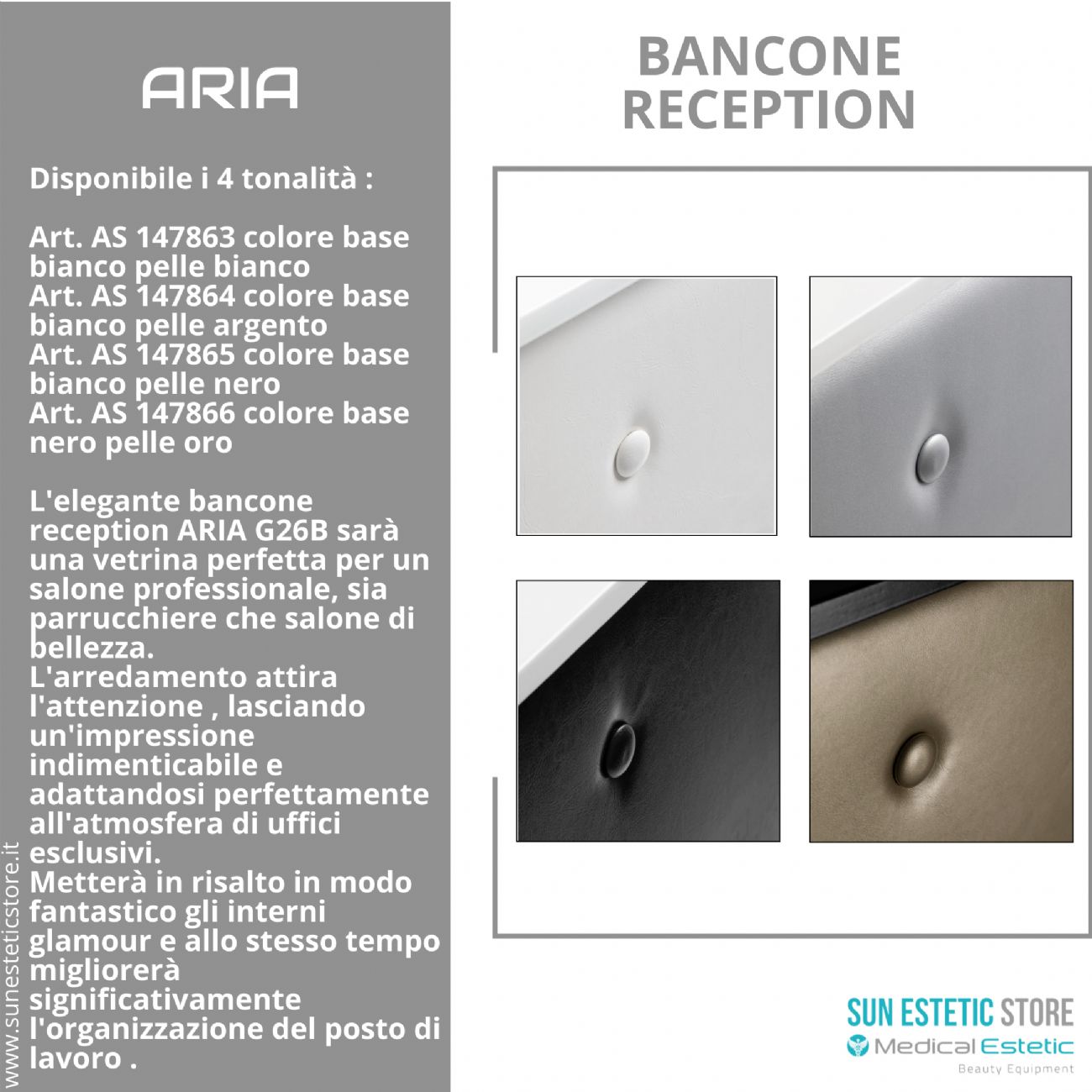 Aria G26 Banco cassa reception negozio con scomparti e cassetto porta tastiera