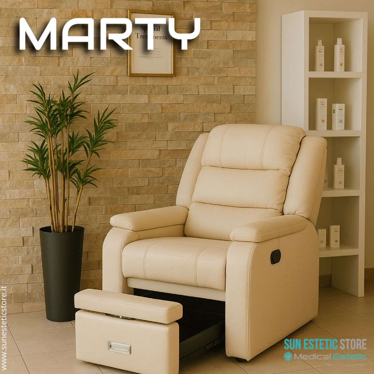 Marty Poltrona pedicure spa estetica con pistone a gas regolazione schienale
