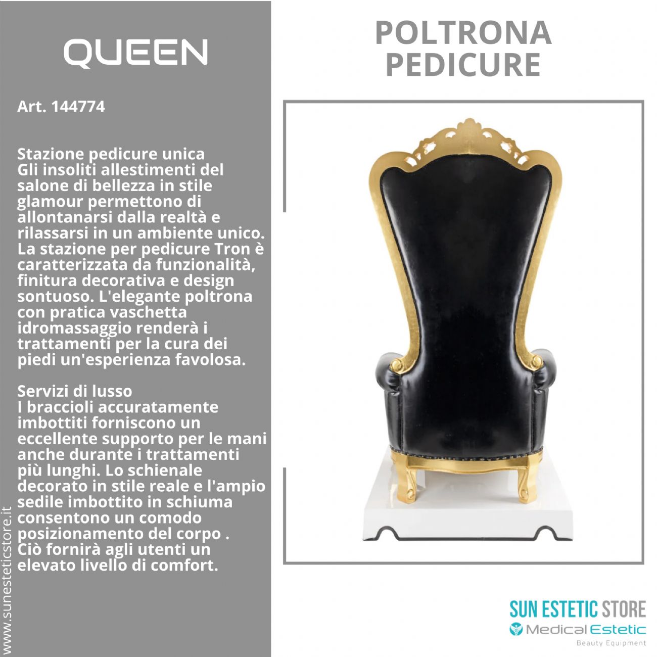 Queen poltrona pedicure spa estetica con vasca idromassaggio e cromoterapia