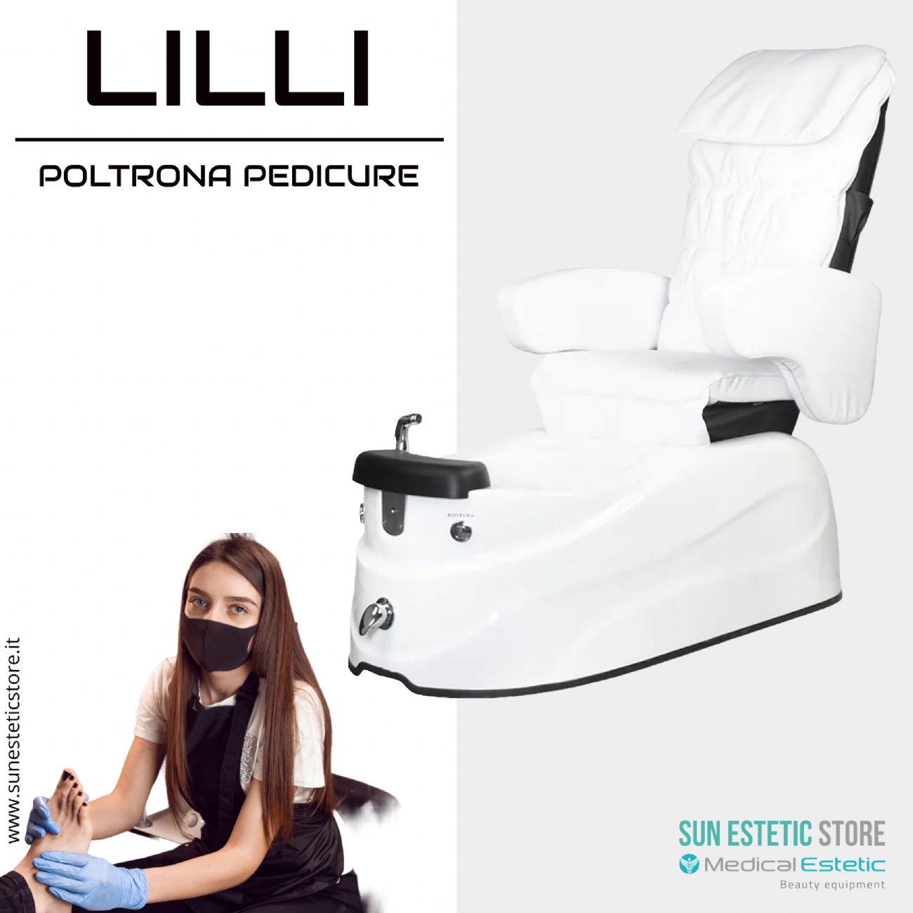 Lilli poltrona pedicure spa estetica con vasca idromassaggio e cromoterapia