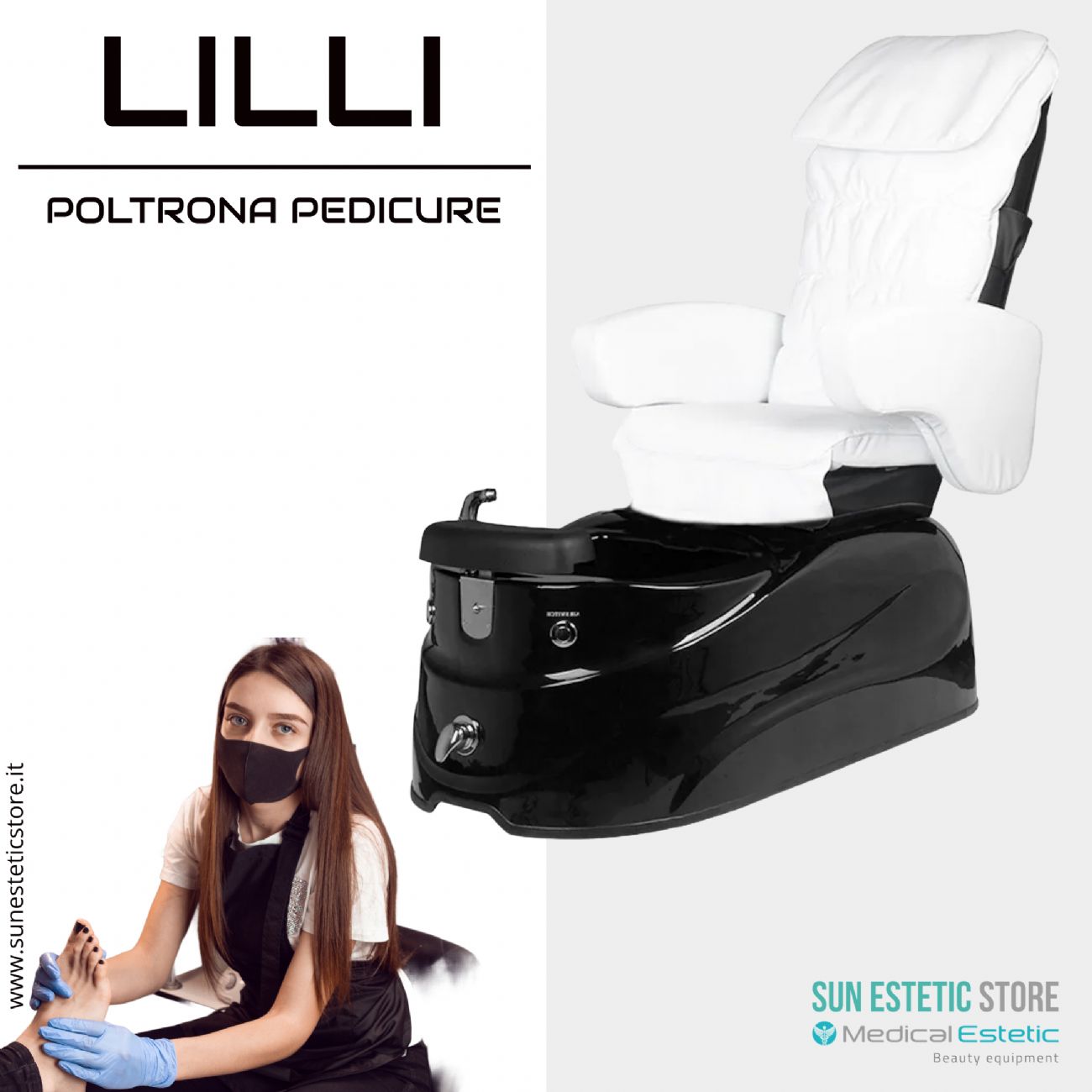 Lilli poltrona pedicure spa estetica con vasca idromassaggio e cromoterapia