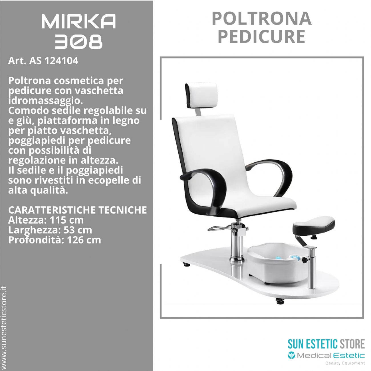 Mirka poltrona pedicure spa estetica con vasca idromassaggio