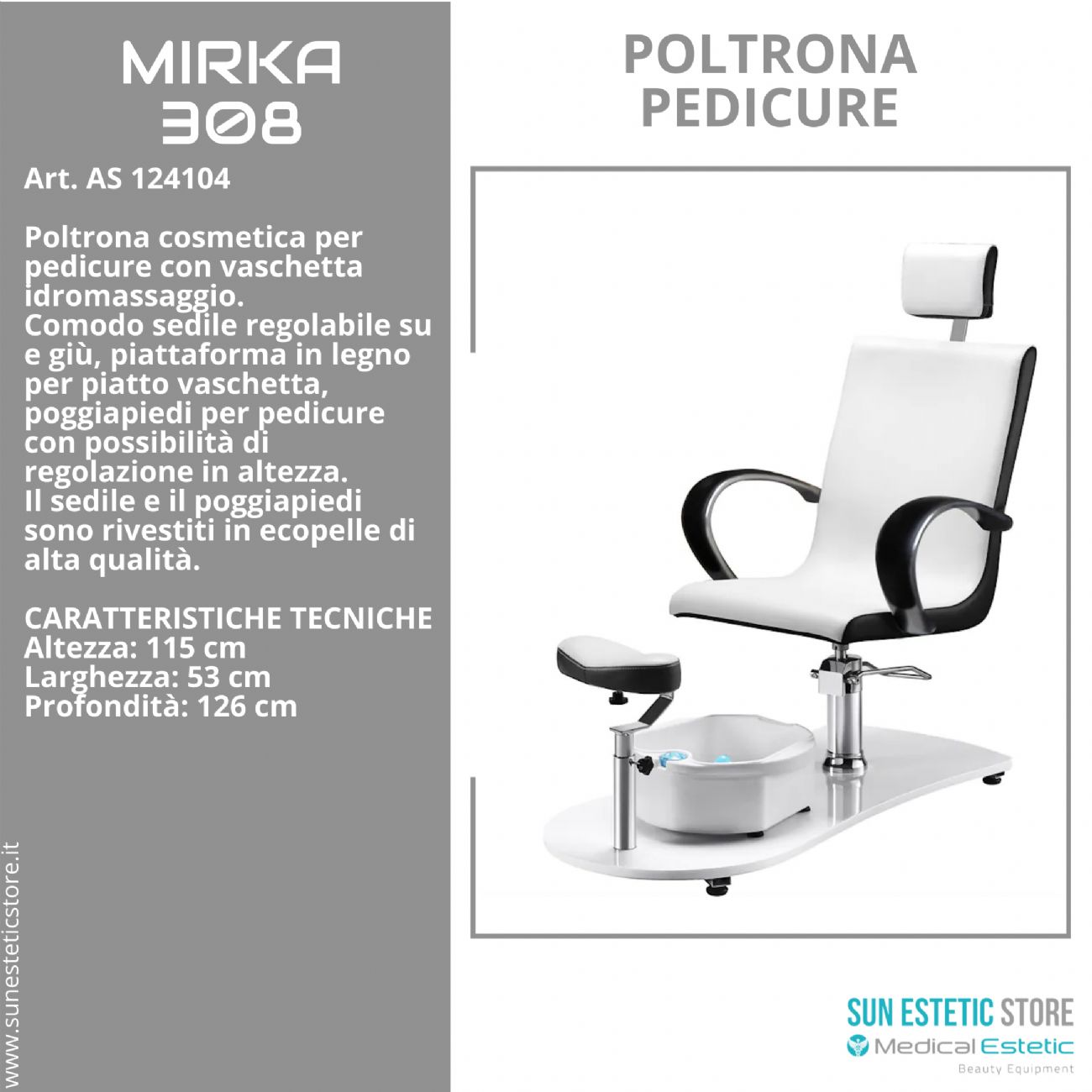 Mirka poltrona pedicure spa estetica con vasca idromassaggio