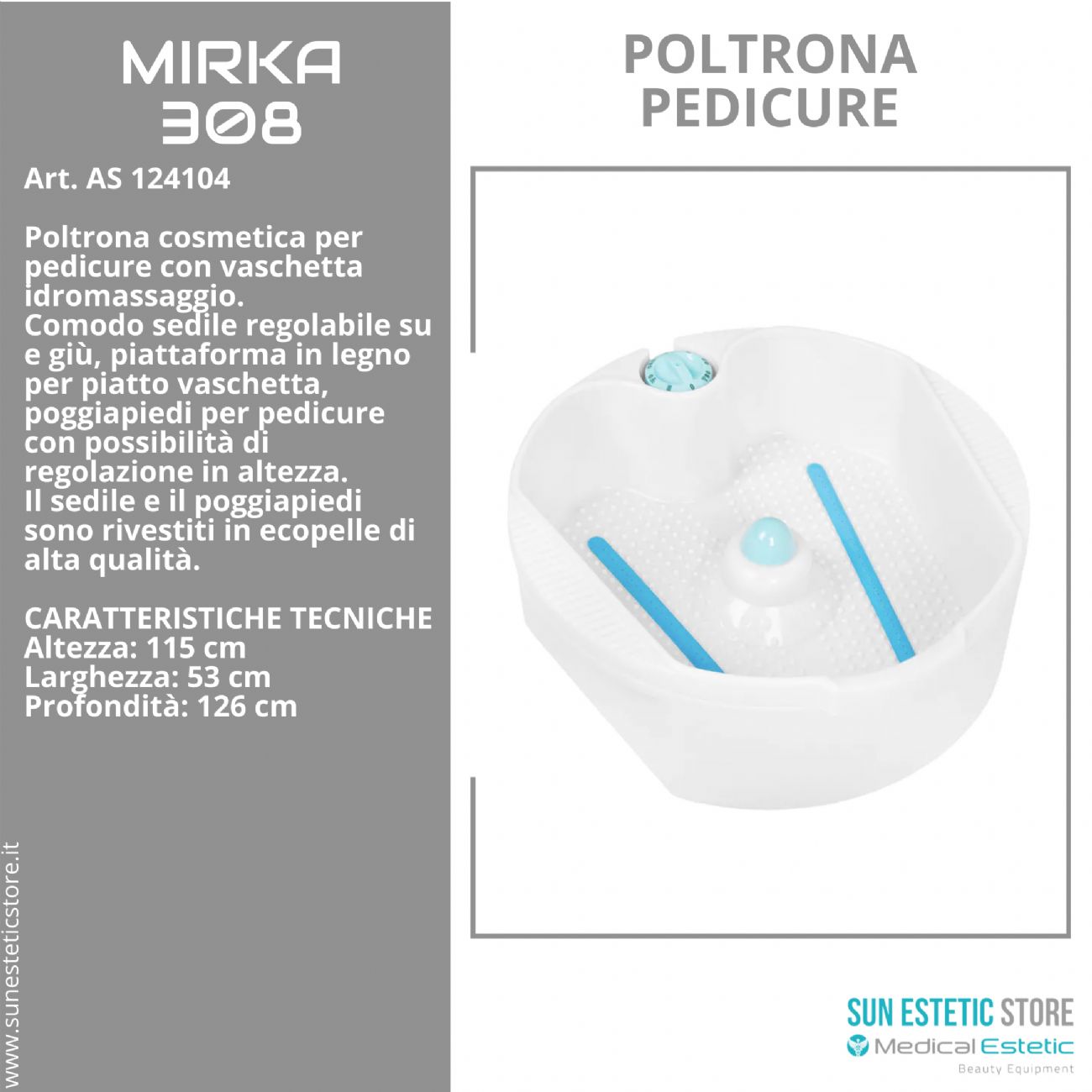 Mirka poltrona pedicure spa estetica con vasca idromassaggio