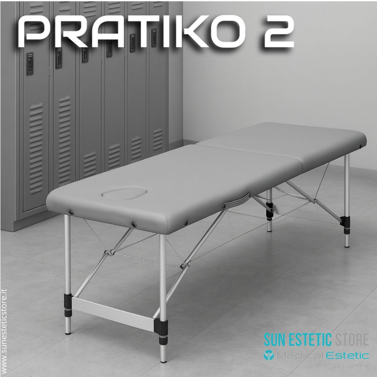 Pratiko 2 lettino da massaggio portatile in alluminio 2 sezioni estetica