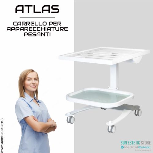 Atlas Carrello porta apparecchiature pesanti con feritoie per laser autoclave