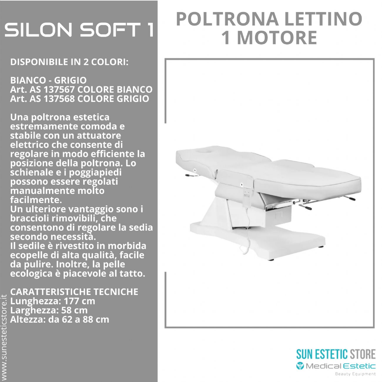 Silon Soft 1 poltrona lettino 1 motore estetica