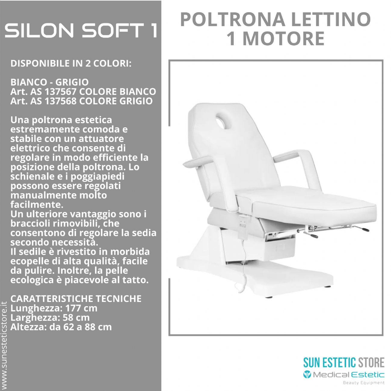 Silon Soft 1 poltrona lettino 1 motore estetica