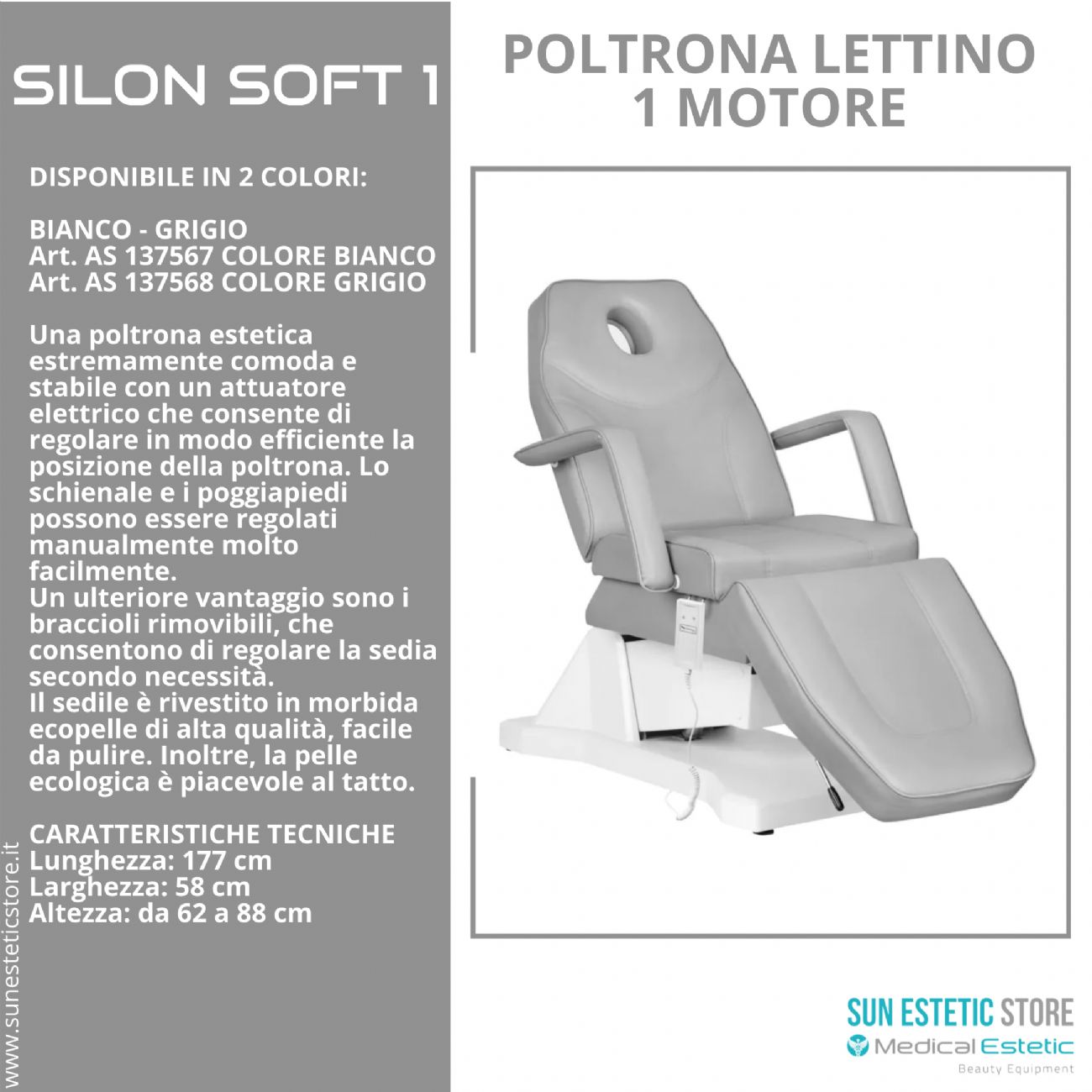 Silon Soft 1 poltrona lettino 1 motore estetica